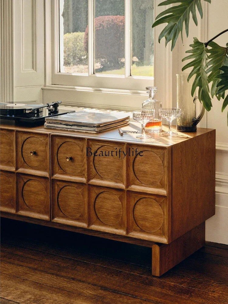 N خزانة جانبية خزانة على الطراز الفرنسي سجل صامت خزانة الشاي خزانة المدخل جدار المطبخ الأوسط القديم #2