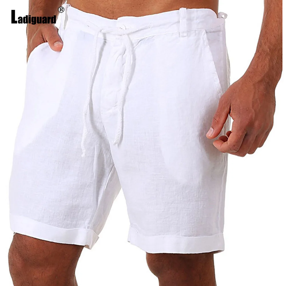 Men Casual Beach Shorts White Thin Short Bottoms 2024 European Style Fashion Simple Basic Shorts Men's Drawstring Hotpants New