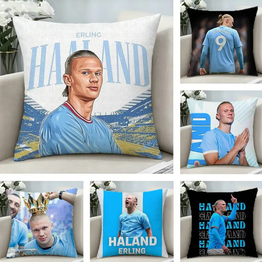 Football Star E-Erling H-Haaland   Pillow Case Pattern Printed Pillowcase For Living Room Sofa Cushion Cover
