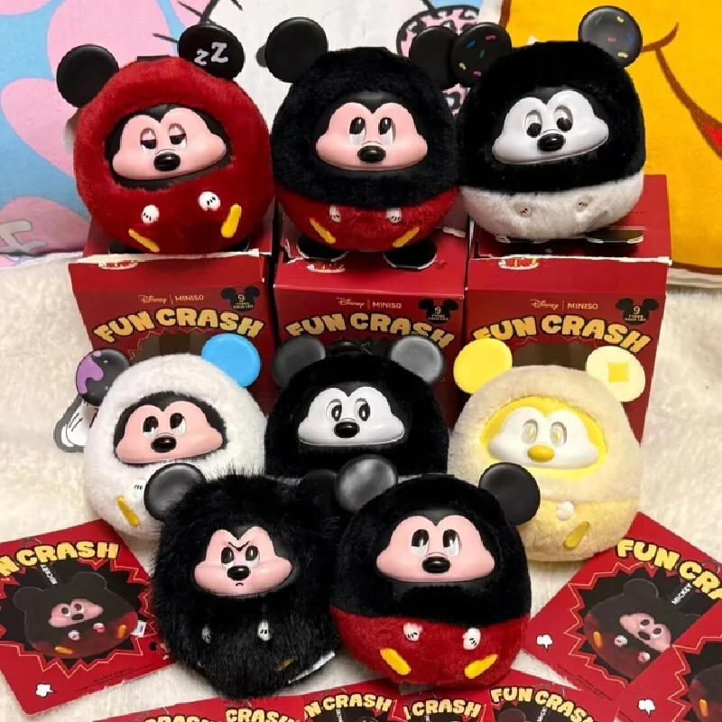

Authentic Disney Mickey Fun Collision Series Blind Box Vinyl Doll Cute Backpack Pendant Keychain Kawaii Pendant Fine Gift Toy