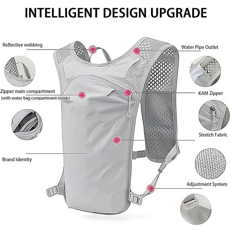 

Adjustable Water Chest Hydration Vest Backpack Breathable Lightweight Outdoor Running Bag For Hiking Cycling Phone Pocket