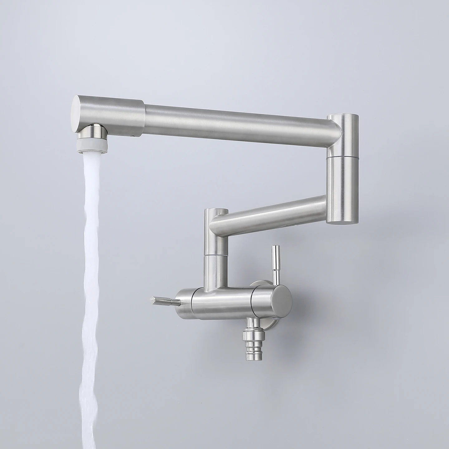 

One Hole Kitchen Sink Faucet with Sprayer Wall Mounted Folding Kitchen Sink Faucet Single Cold Vessel Sink Faucet Brushed