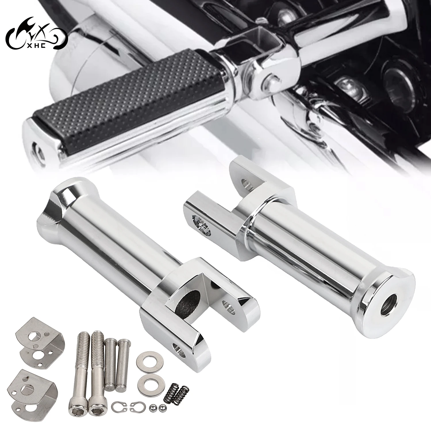 Chrome Motorcycle Rear Passenger Footpeg Support Mounting Fit For Harley Softail 2018-UP Heritage Classic Fat Boy Breakout