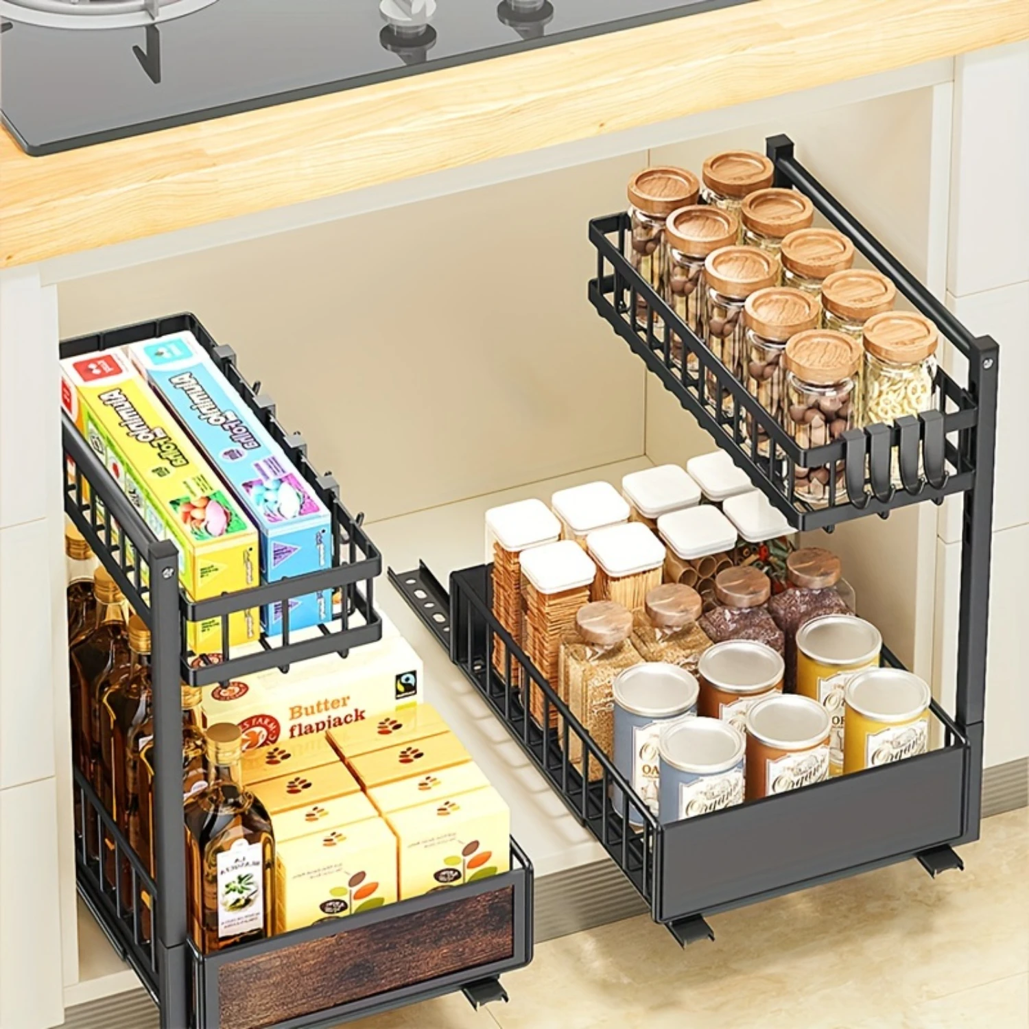 1pc  Rack, Multifunctional Double Layers  Holder, Large Capacity  Organizer, For Kitchen And Bathroom, Kitchen Organizers And , 