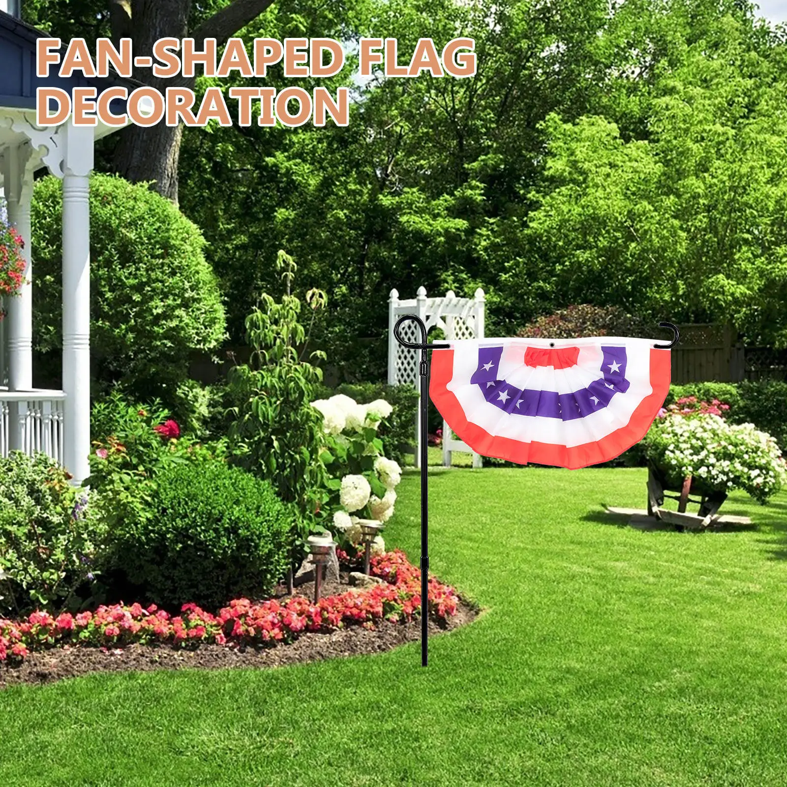 4Pcs Fan Shaped Semicircle Flag Ornament American Patriotic Bunting for Garden Yard Home Independence Day 4Th July Decorative
