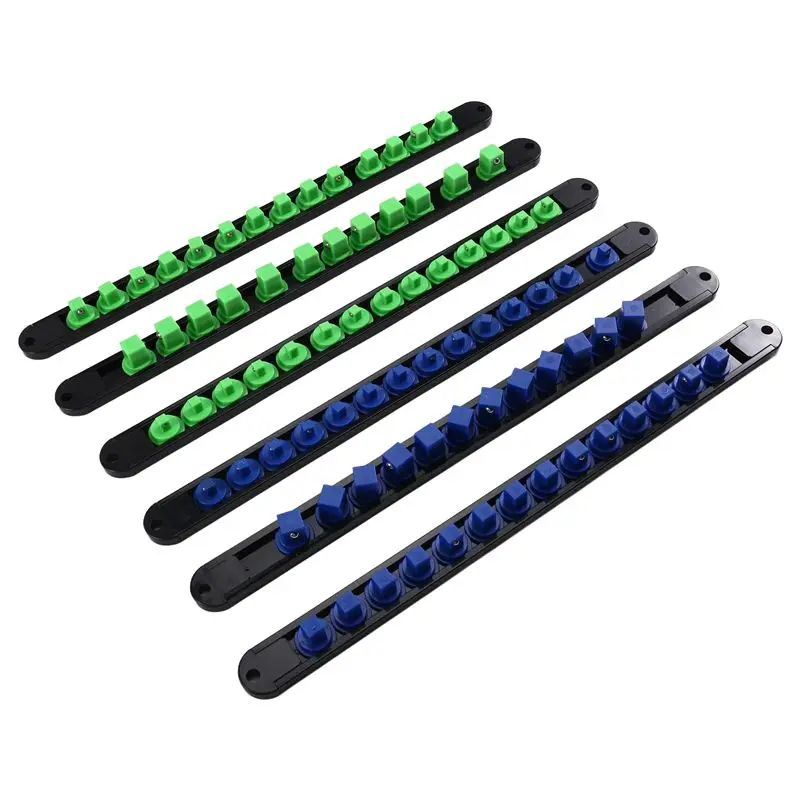 AEE4-6PCS ABS Socket Organizer 1/2 Inch 3/8 Inch And 1/4 Clip Drive Socket Rail Holders Heavy Duty Socket Racks