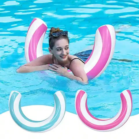 1pc New Striped U-Shaped Inflatable Swimming Ring，Arch Shape Design Swimming Pool Float，Thickened PVC Floating Device,For Summer