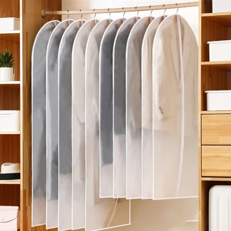 12pcs Hanging Garment Bags Lightweight Clear Clothes Cover Full Zipper Suit Bag for Closet Storage Drop shipping