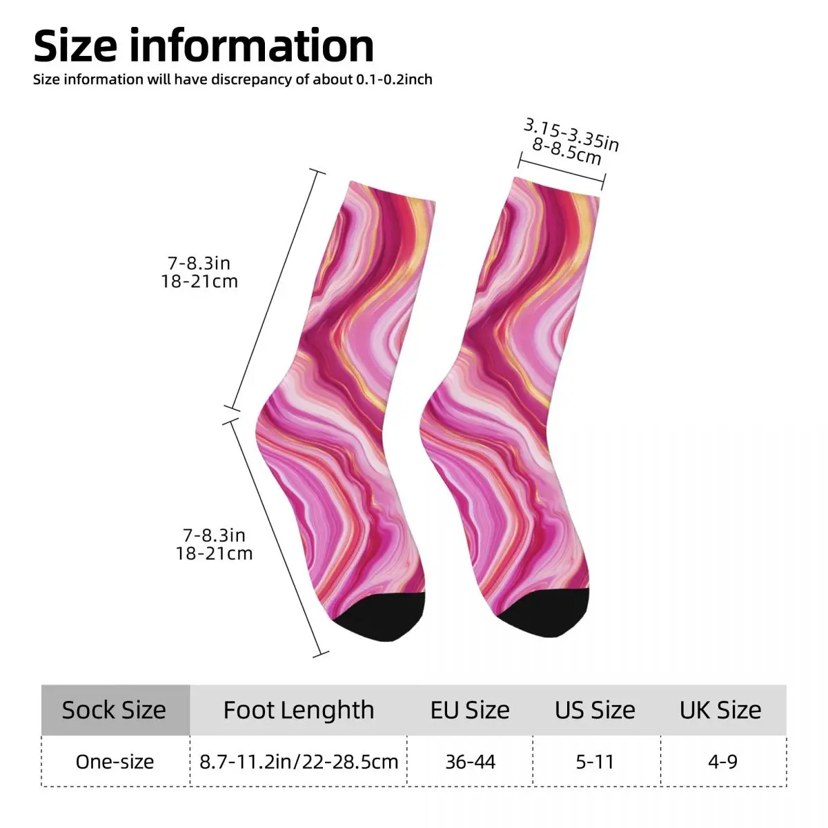 Marble Print Stockings Female Pink Liquid Socks Quality Funny Socks Spring Climbing Non Slip Printed Socks Gift