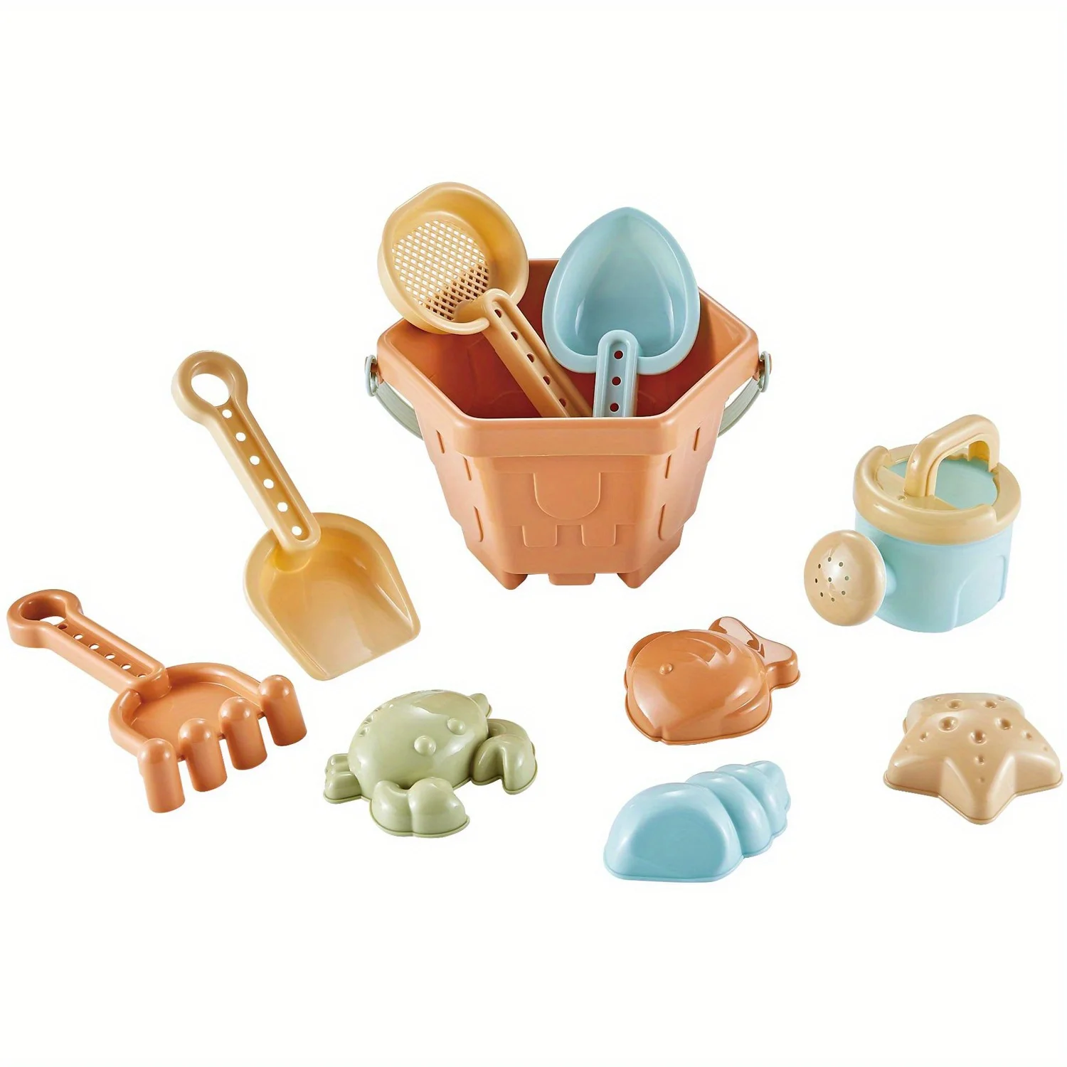 Ensemble de jouets de sable de plage pour les tout-petits, seaux de plage, kits d'outils de pelle, moules d'animaux océArabes aléatoires, boîte à eau, bac à sable, 10 pièces