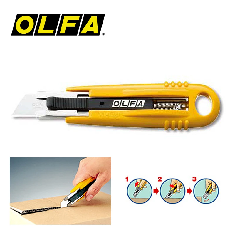 OLFA SK-4 Self-retracting Safety Knife Cutter Utility Knives Unpacking Paper Cutting Tools Matched Trapezoidal Blade SKB-2/5B