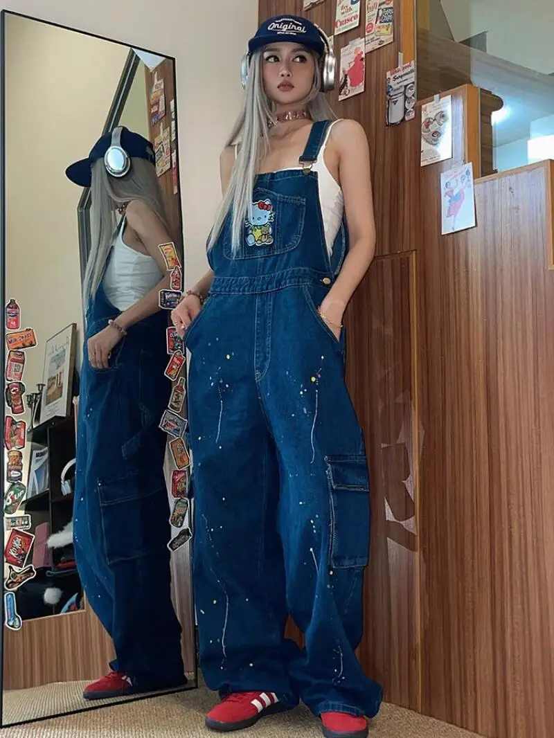 

Трусики Sanrio в стиле ретро, модные брюки Y2K, летние свободные брюки в американском стиле, рабочее оборудование для отдыха, широкие брюки для девочек