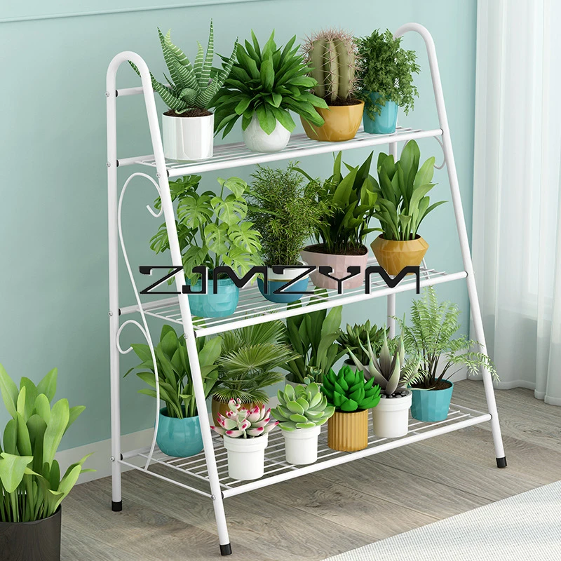 Iron Flower Pot Stands 3 Layers Plant Shelf Stand Succulent Rack Balcony Simple Indoor Garden Shelves Shoes Book Rack Home Decor