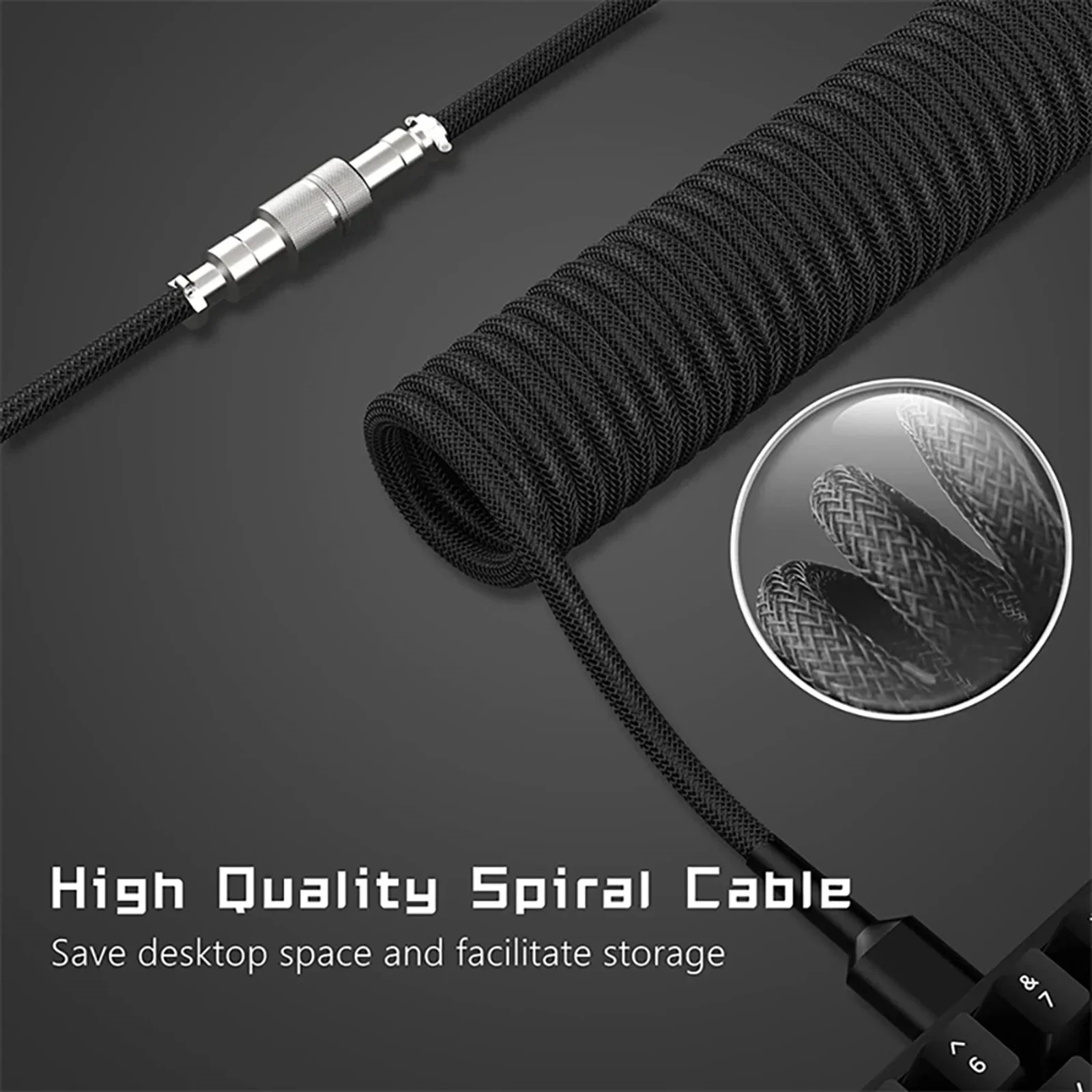 New 7 Colors Type C Mechanical Keyboard Coiled Cable USB Mechanical Keyboard Aviator Desktop Computer Aviation Connector Cord