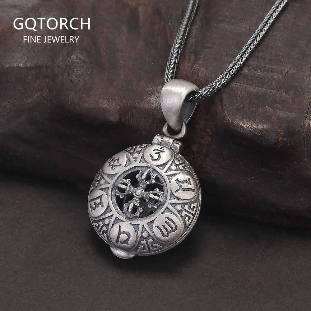 

Стерлингового Серебра 925, открывающаяся, с шестью словами, коробка Gawu, кулон, ожерелье, ваджра, пестик, амулет, фэн-шуй, религиозные буддийские украшения