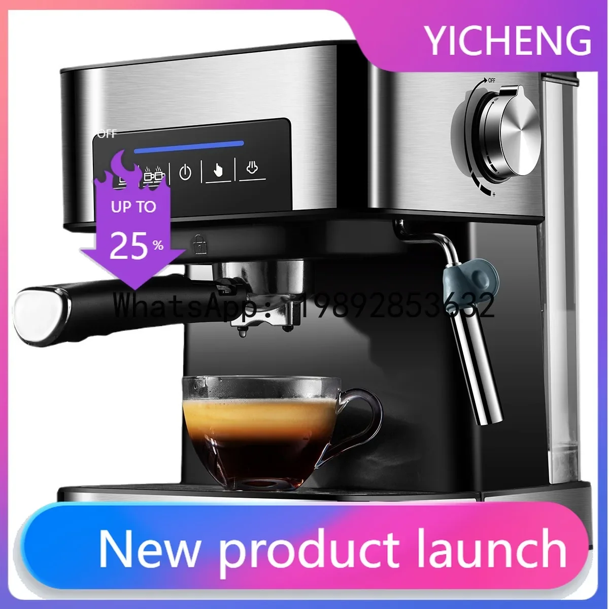 A5.14 Italian coffee machine - home use, compact, semi-automatic, high-pressure steam, milk frother