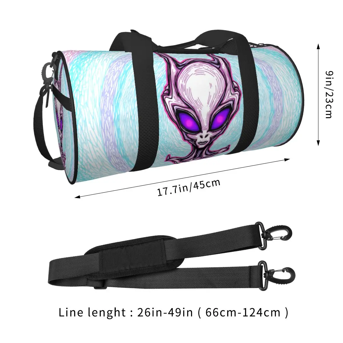 Y2K Alien Print Tote Bag Travel Bag Duffel Bag Fitness Bag Hand Luggage Travel Bag Harajuku Anime Gothic Funny Streetwear Style