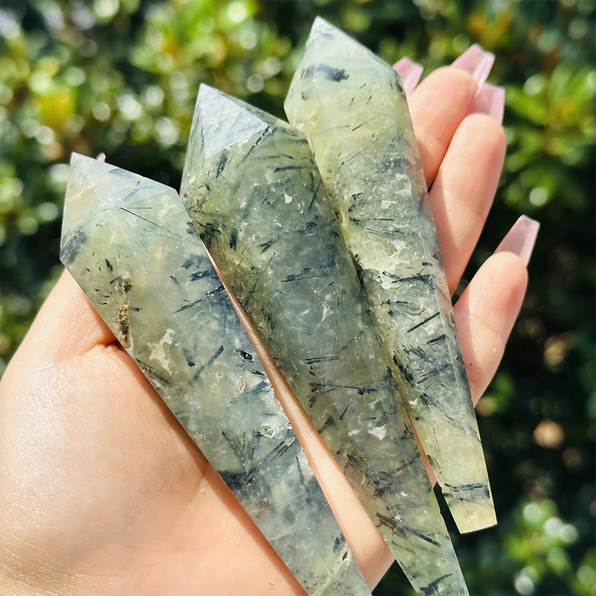 1PC Natural Crystal Prehnite Scepter Carving Indoor Decoration Stone Home Polished Gemstone Ornament Festive Gift Christmas