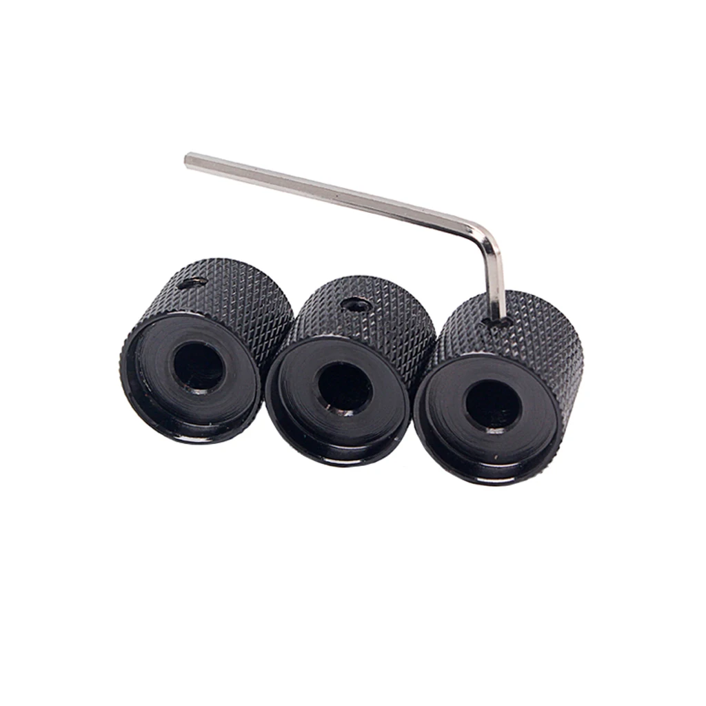 3pcs  Metal Electric Guitar Bass Knobs Durable Volume Tone Control Caps Dome Style with Hex Wrench for DIY Guitar Upgrade Kit