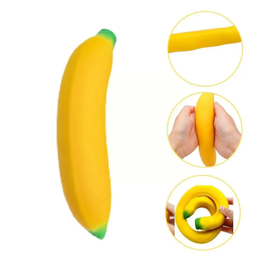 

Stretchy Banana Sensory Toy Squeeze Stress Relief Toy Fidget Toys For Kids Antistress Elastic Gluesand Filled Rubbe T0E6