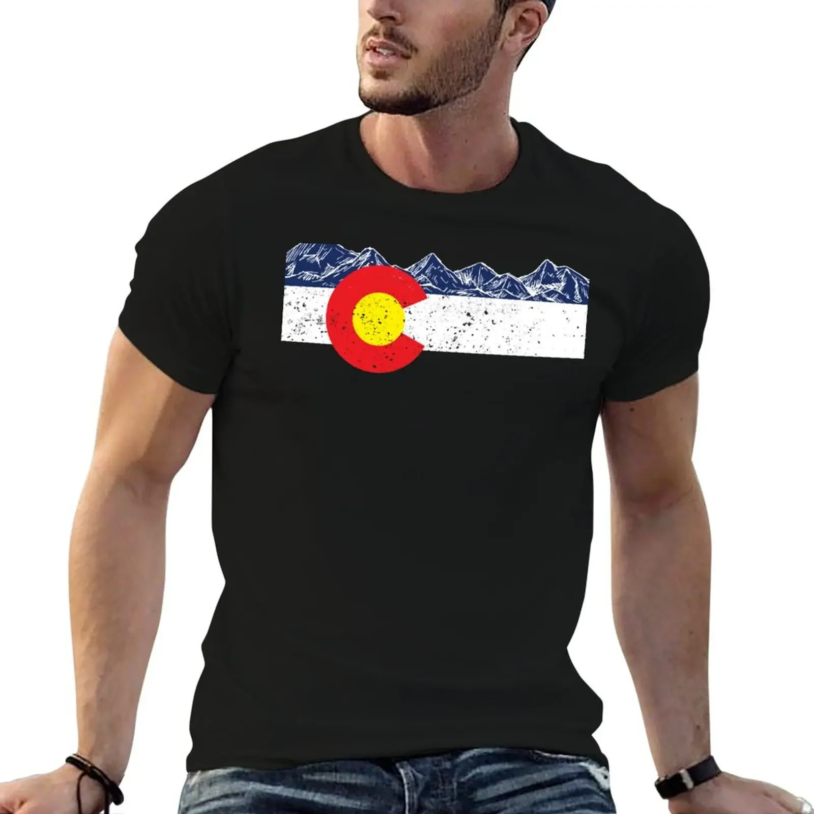 Colorado Flag Mountain Gift Vacation Colorado Day Denver T-Shirt Clothing plus size tops mens clothes