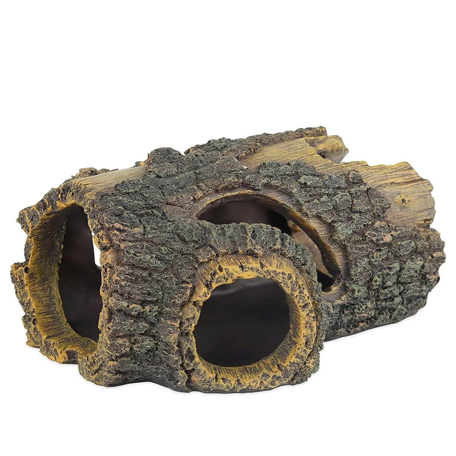 Resin Hollow Tree Trunk Betta Log Aquarium Decorations Ornament Fish House Cave Wood House Decor for Small and Medium Fish Tank