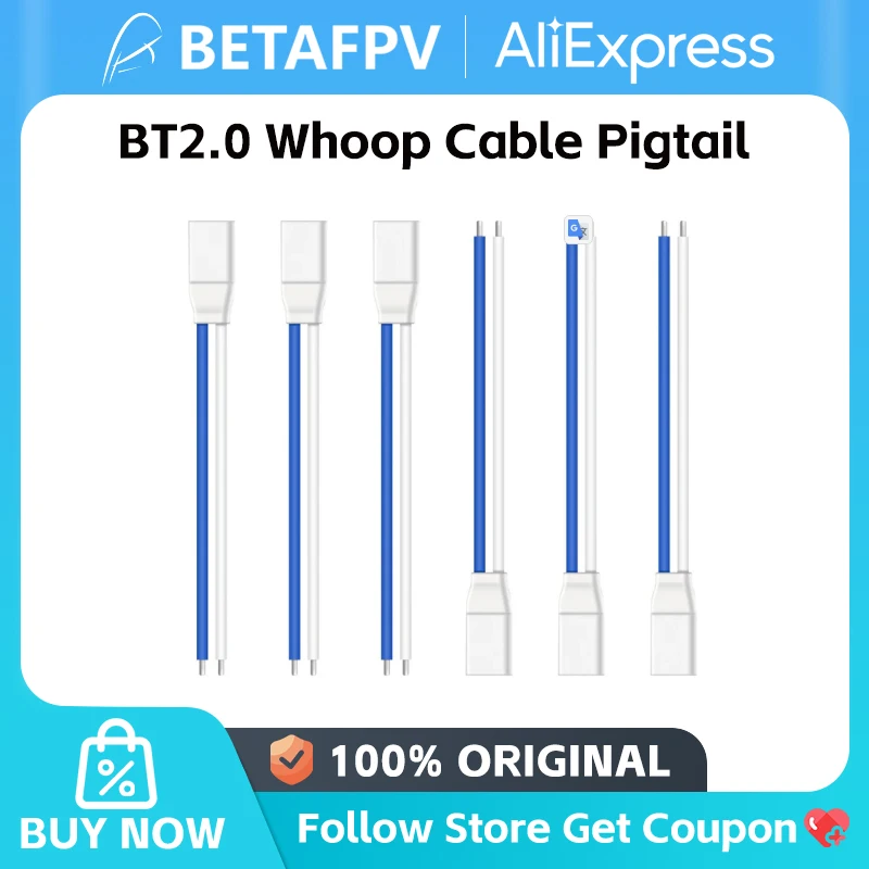 BETAFPV BT2.0 1S Whoop Cable Pigtail 22AWG with BT2.0 Male Connector for BT2.0 300mAh 1S Battery Brushless Whoop Drone 6PCS