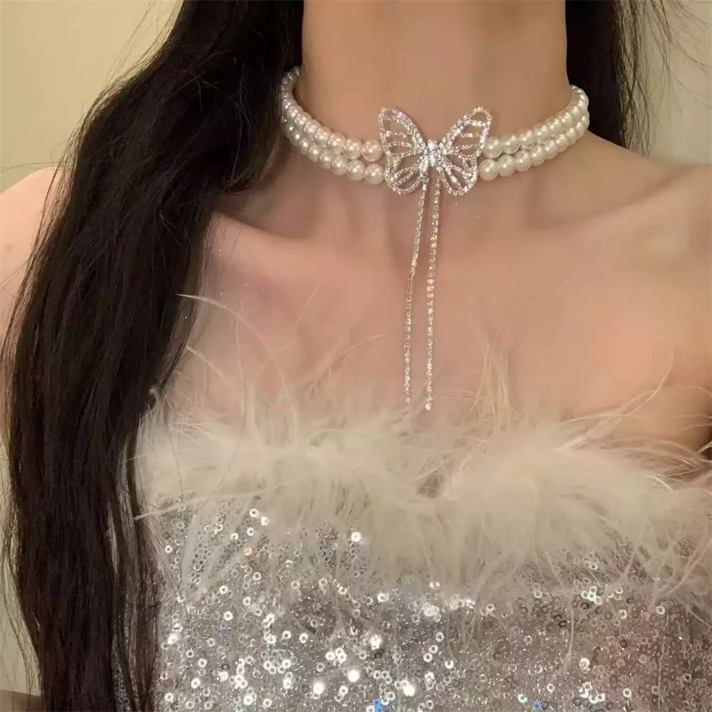Women Pearl Necklace High-Quality Double Layer Pearl Necklace Wedding Jewelry Necklace Luxury For Parties Formal Occasions Daily
