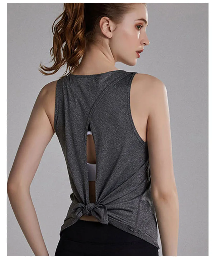 Sportweste für Damen, schnelltrocknender Laufanzug, ärmellose Yoga-Kleidung, schöner Rücken und Oberbekleidung, Bluse, locker und schmal geschnitten. – Detail 5