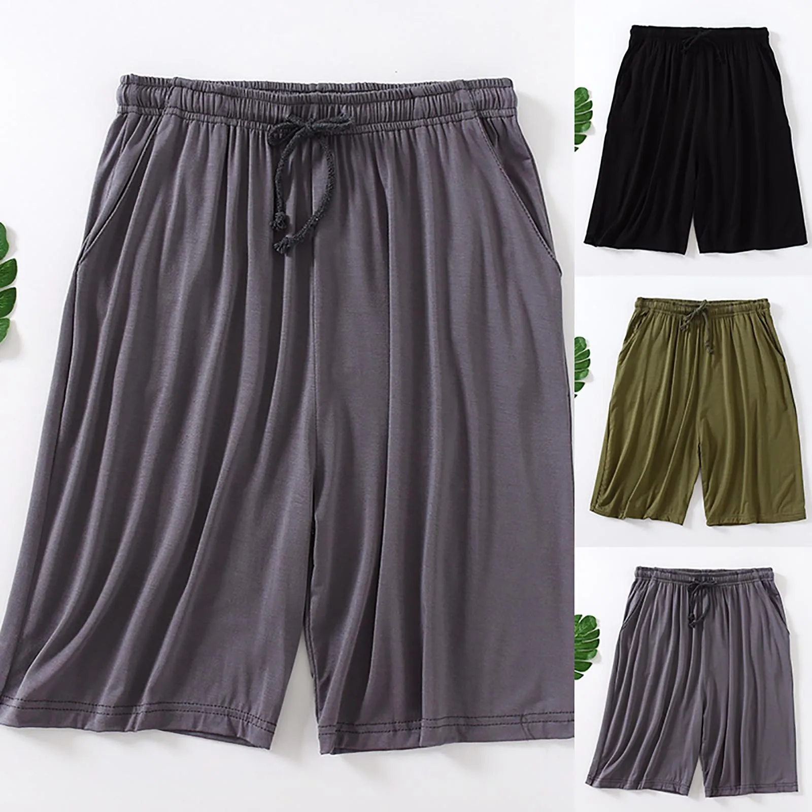 Men's Casual Outdoors Pocket Pants Work Trousers Beach Baggy Shorts Pant Tie Band