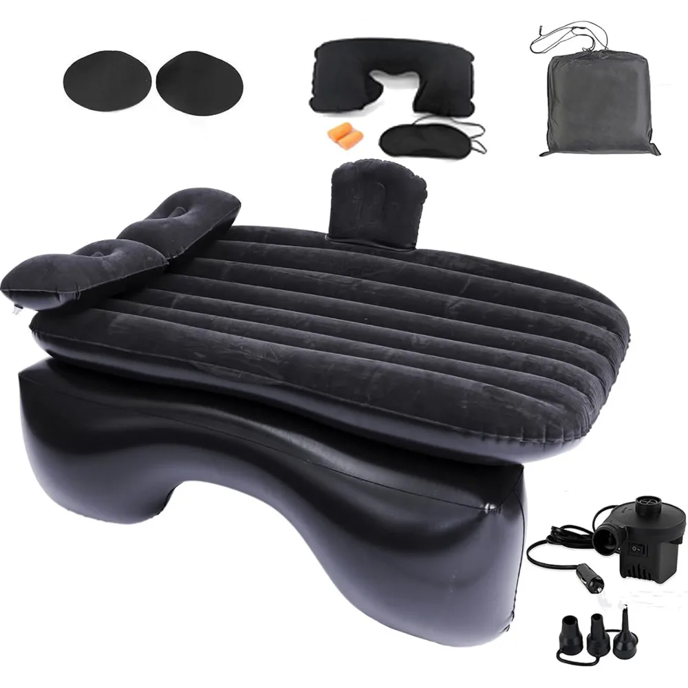 

Inflatable Car Air Mattress Back Seat Bed with Air Pump,55 "x 35" Portable Thickened Car Travel Camping Sleeping Air Mattress Bl
