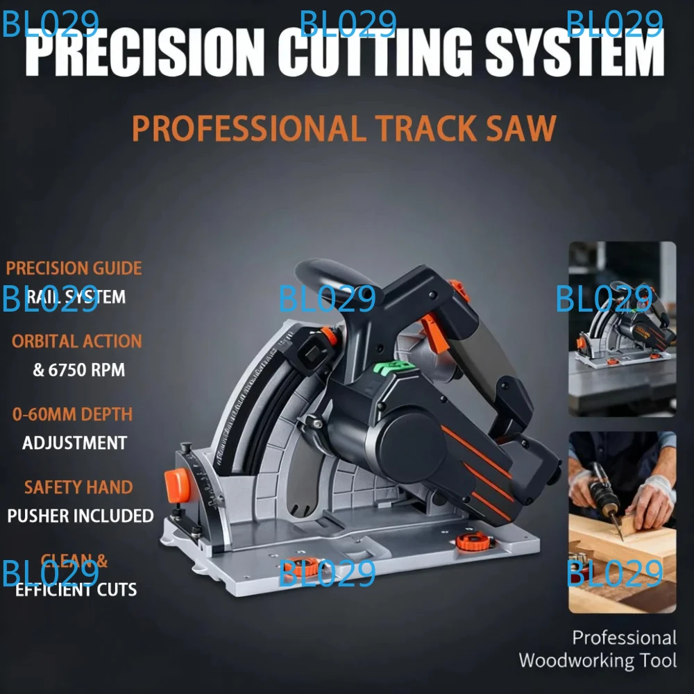 

Электрическая ручная толкатель, 6750 об/мин, циркулярная пила, рельсовая пила, регулируемый станок для резки гусениц для деревообработки, алюминия, ПВХ, строительные работы