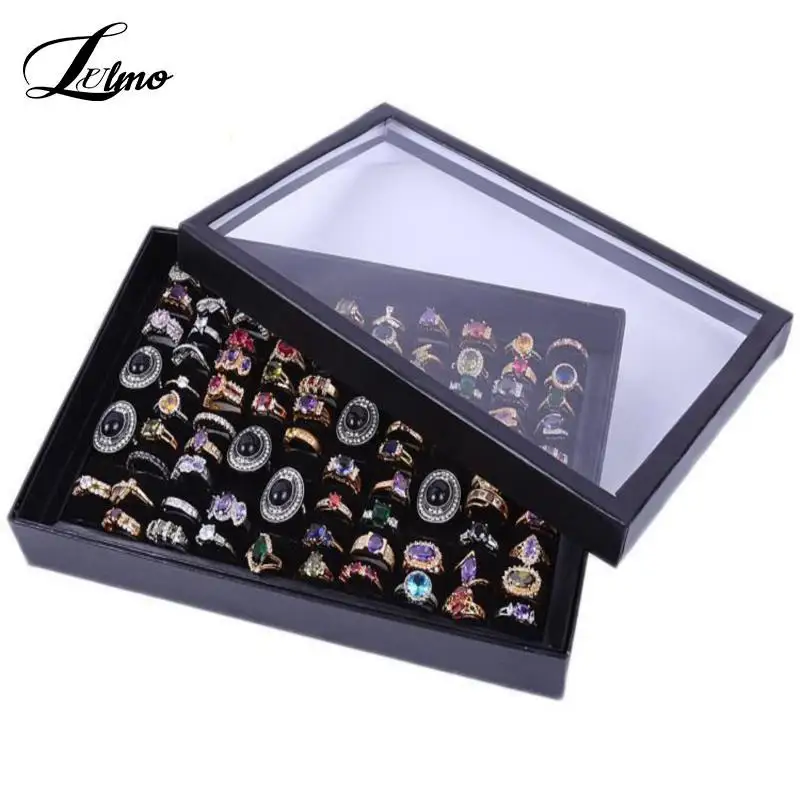 

Fashion Transparent 36/100 Slot Rings Display Stand Metal Earrings Bijoux Storage Box Storage Box Jewelry Display Cabinet