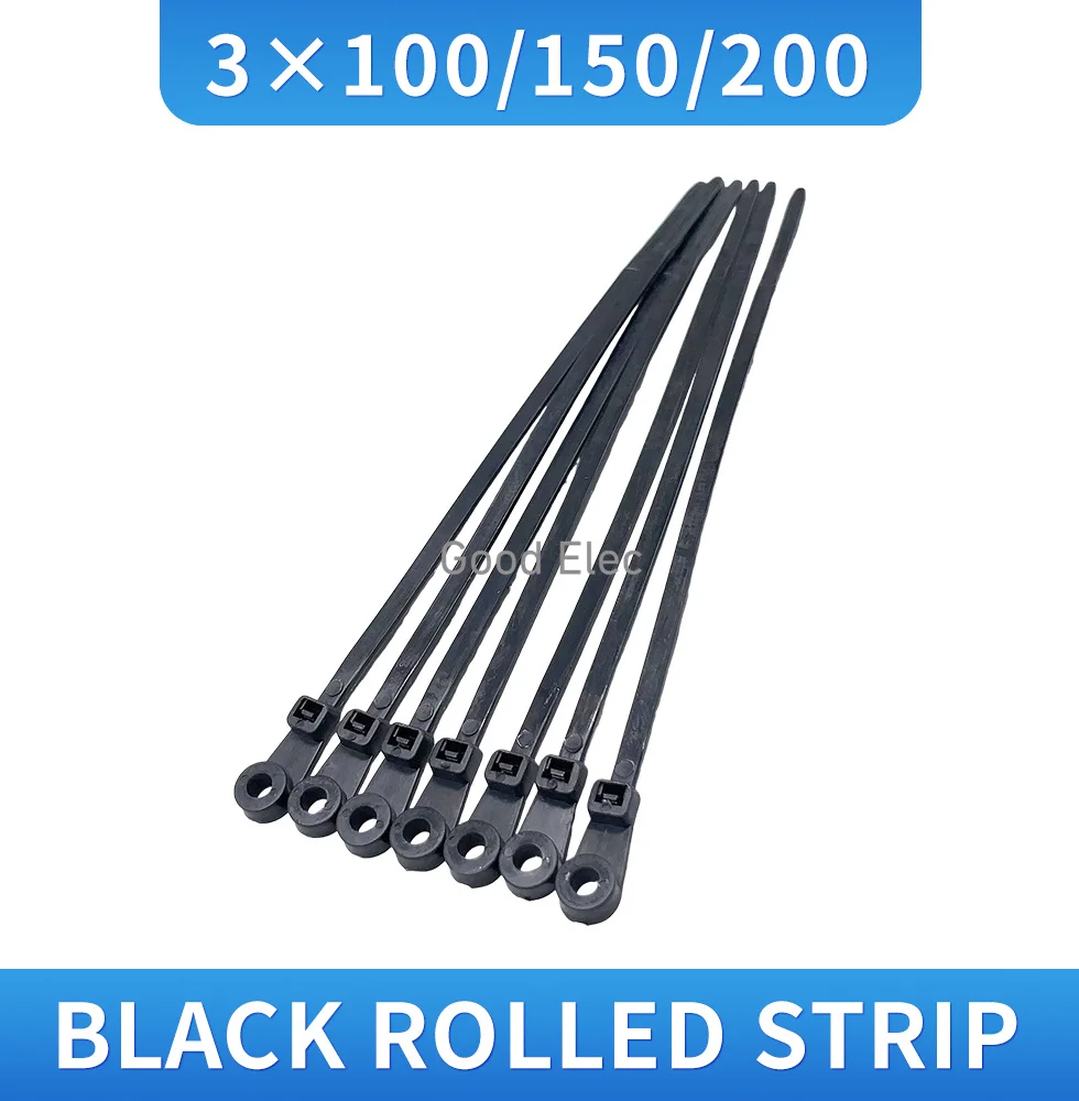 Plastic zip ties with screw holes (100 Pcs) nylon self-locking circular winding tape for fixing cable ties