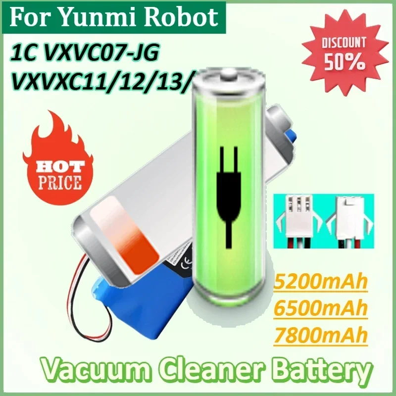 

14.4V 5200mAh 6500mAh 7800mAh Lithium Batteries for Yunmi 1C Robot Vacuum Cleaners in The VXVC07-JG VXVXC11/12/13/14 Series