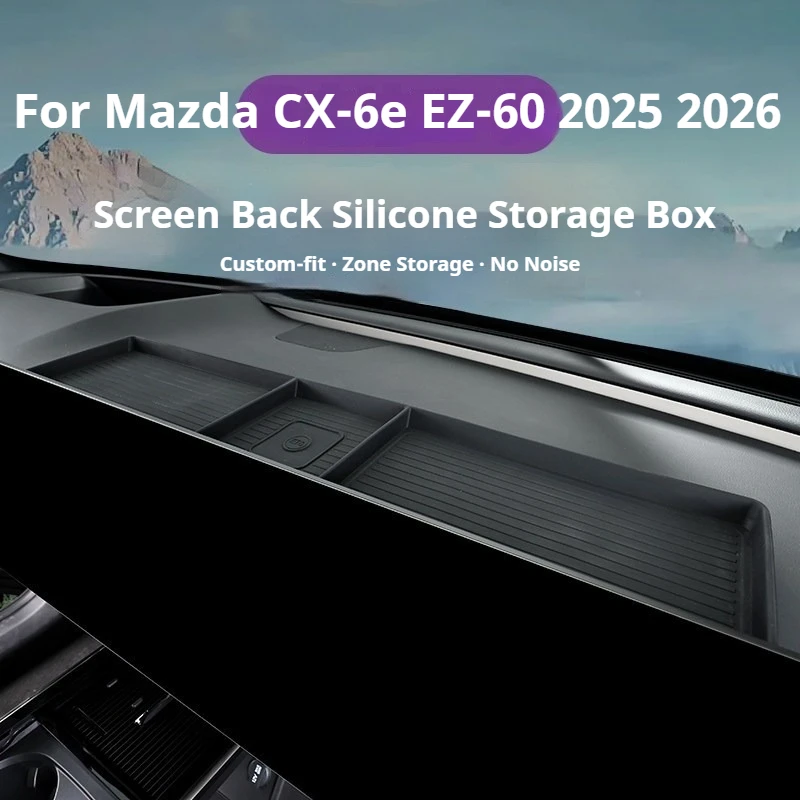 

For Mazda CX-6e EZ-60 2025 2026 Rear Screen Storage Box Silicone Dashboard Organizer Tissue Holder Car Interior Accessories