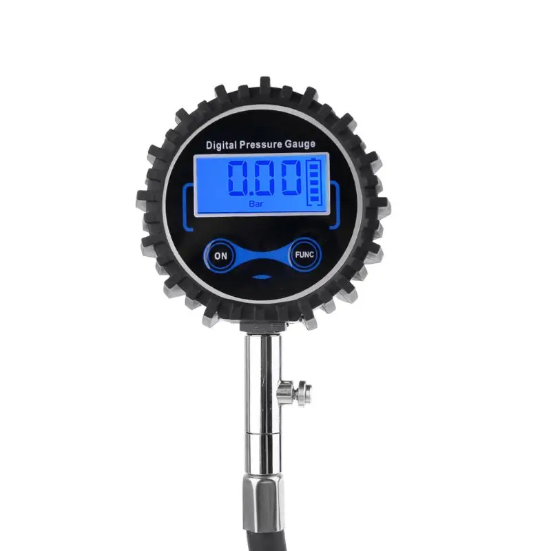 Digital Tire Pressure Gauge Professional Accuracy 200 PSI Rubber & Stainless Steel Made for w/ 15-inch Flexible H DropShipping