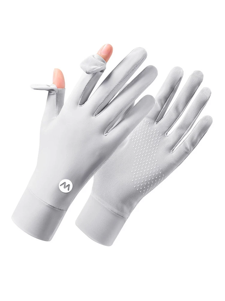 AliExpress Sunscreen gloves for women, UV resistant and breathable for outdoor driving, short and thin ice silk electric bike riding gloves