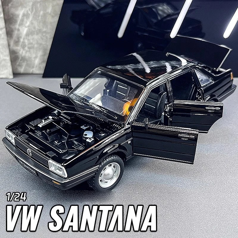 Diecast 1:24 Volkswagen Santana Alloy Classic Model Car Sound And Light Gift For Boyfriend Collection Hobbies Present With Kids