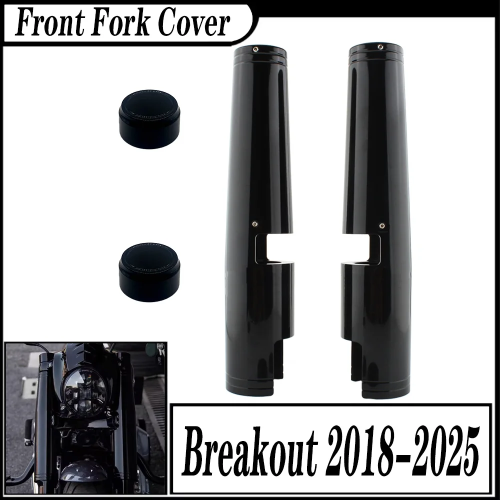 

For Harley FXBR Softail Breakout 114 117 2018-2025 Motorcycle Aluminum Black Full Front Fork Covers Tube Caps Protector