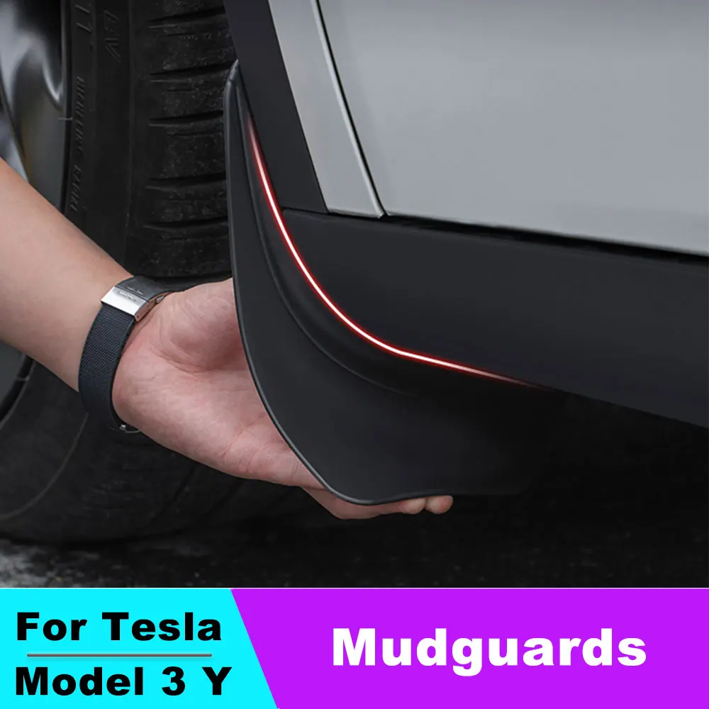 Mudguards For Tesla Model 3 Y 17-23 Mud Flaps Car Fender Invisible Splash Guards Splashboard Matte Black Accessories 4Pcs