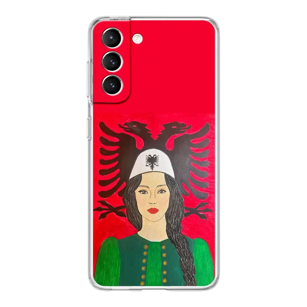 Phone Case For Samsung Galaxy S25 S24 S23 FE S22 Ultra S20 S21 5G S10 S9 Plus S10E S8 Soft Clear Cover Albania Albanians Flag
