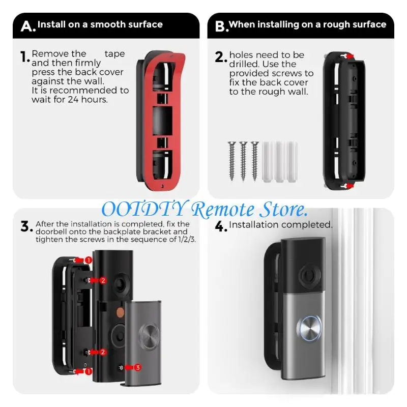  Double Installation Options For Wall Adjustable Video Doorbell Bracket