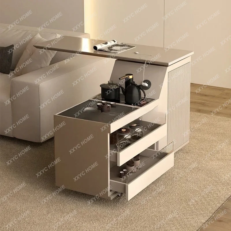 sofa side table removable tea cabinet living room with wheeled trolley lifting coffee table