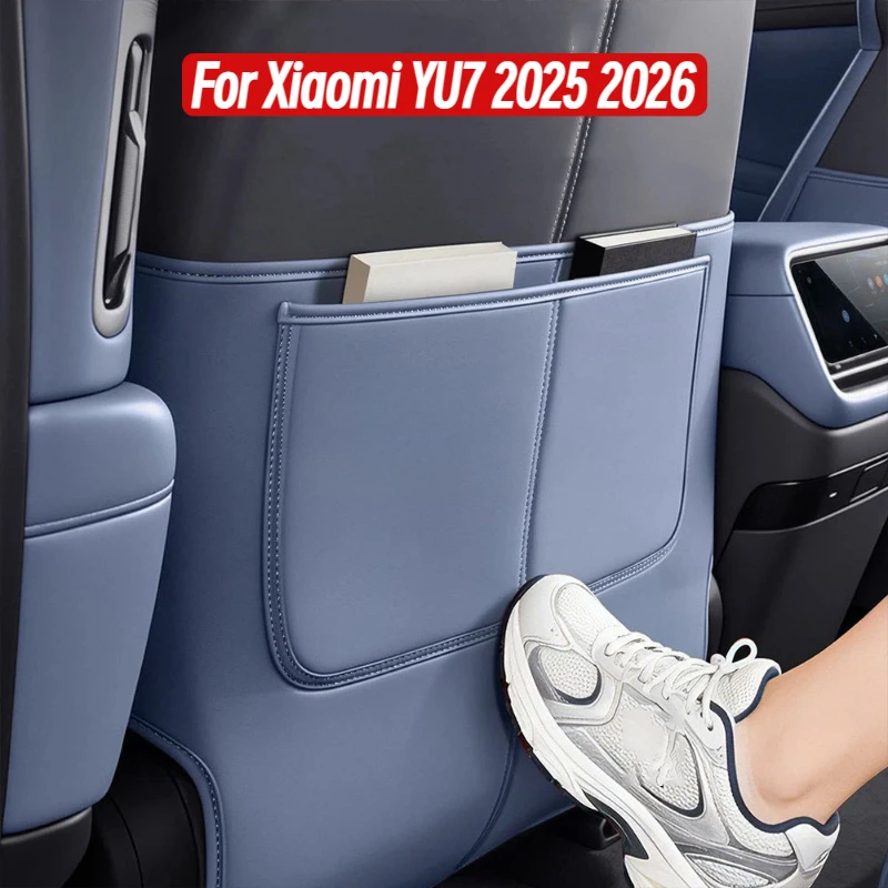 

For Xiaomi YU7 2025 2026 Leather Car Front Seat Rear Anti Kick Dust Board Pad Frame Cover Seat Back mat Interior Accessories