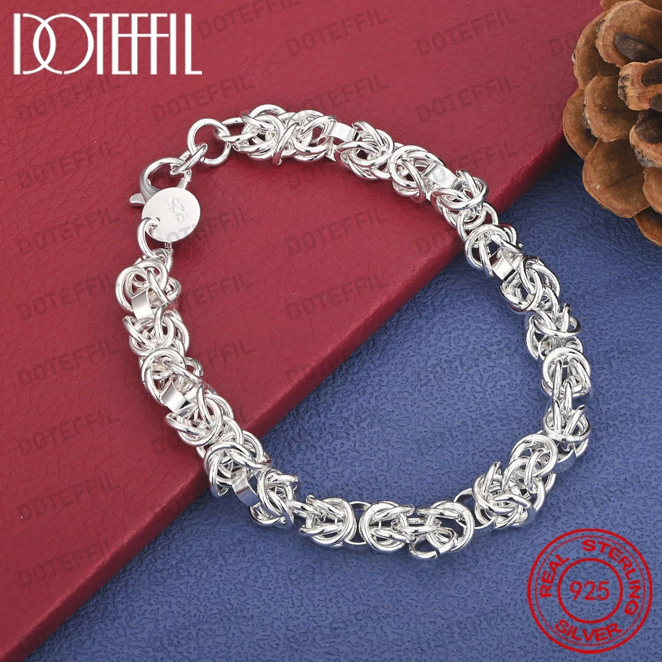 

New 925 Sterling Silver 8 Inches Classic Hip Hop Punk Bracelet Men Women Fashion Charm Engagement Party Jewelry Gifts