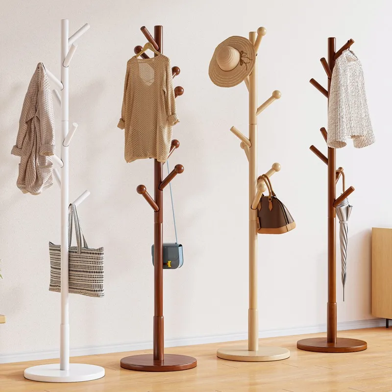 

Solid wood coat rack single pole vertical hanger floor-to-ceiling bedroom simple indoor living room hanger household bag rack