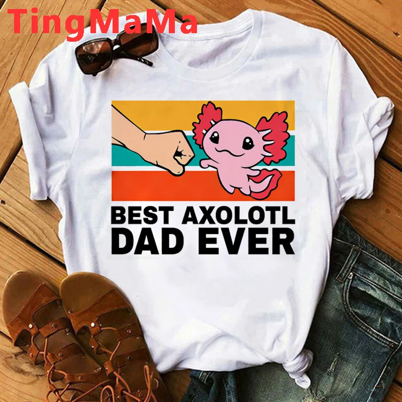 Kawaii Cartoon Gamesolotl Gamer Axolotl T Shirt Women Summer Tops Graphic Tees Hip Hop Unisex Grunge Aesthetic Tshirt Female