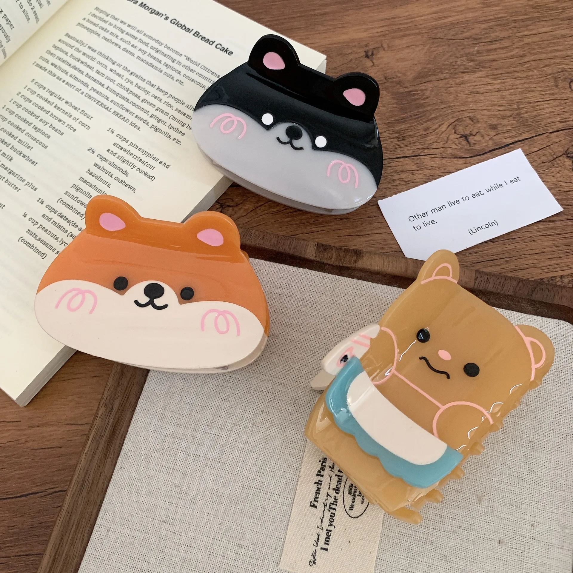 DuoShang Cute Cartoon Animal Corgi Bear Hair Claw Acetate Claw Clips Animal Series Crab Hair Clips for Women Hair Accessories