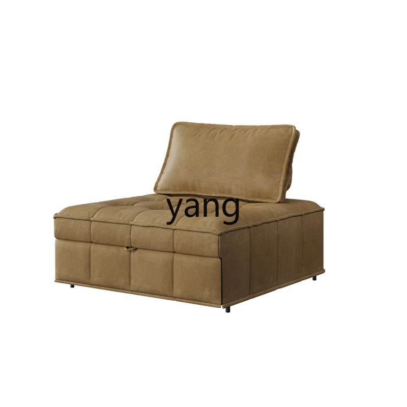 Yjq Tofu Block Sofa Bed without Armrest Foldable Dual-Purpose Small Apartment Retractable Faux Leather Sofa Bed